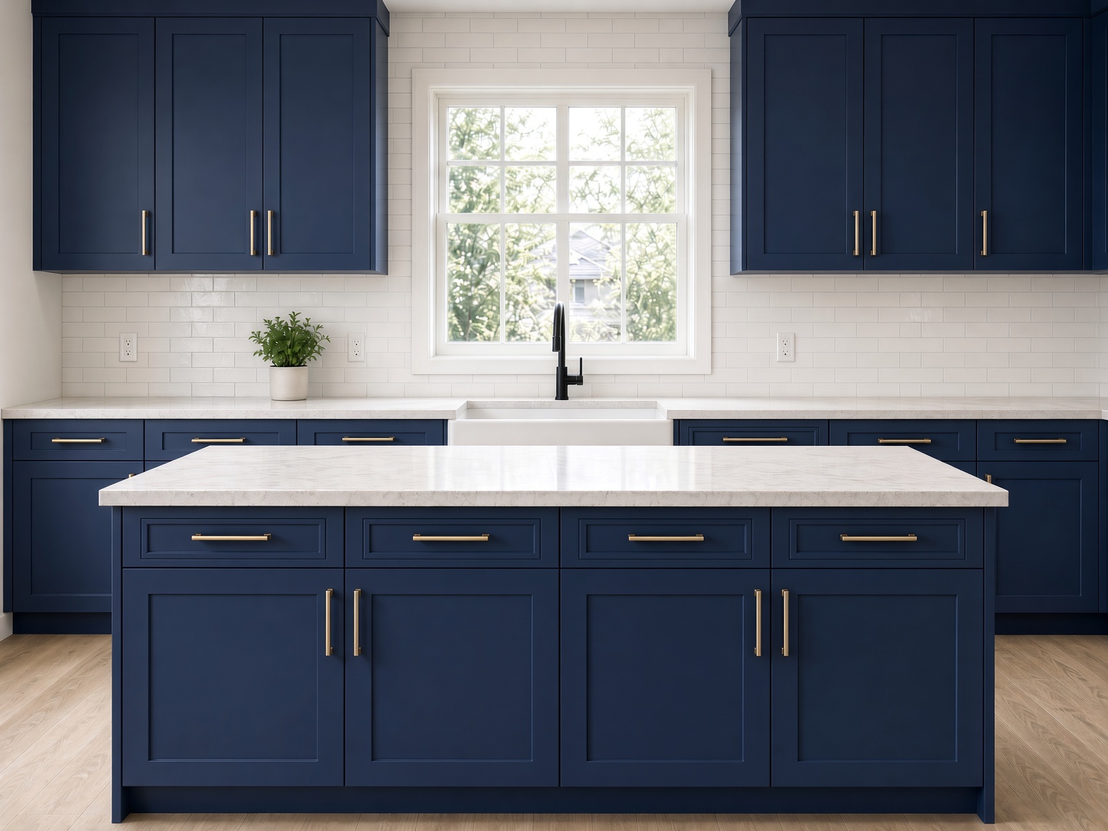 Kitchen with Deep Navy painted cabinets